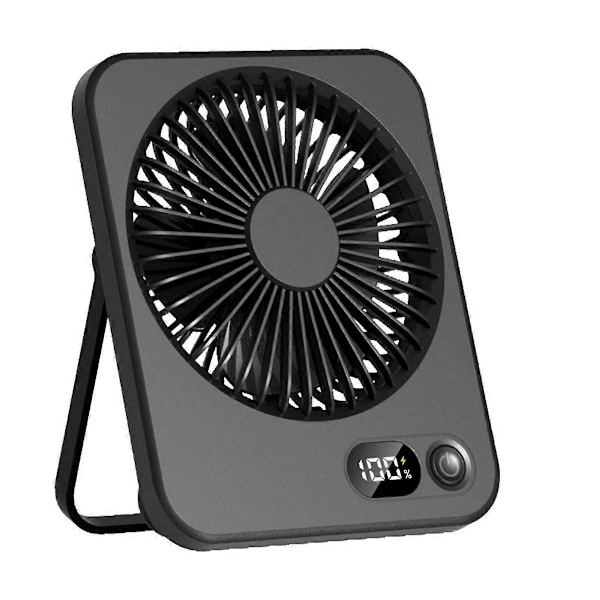 Bærbar Bordventilator USB Genopladelig Ventilator 180° Hældning Foldbar Personlig Ventilator med Strømdisplay 5 Hastigheder Ul