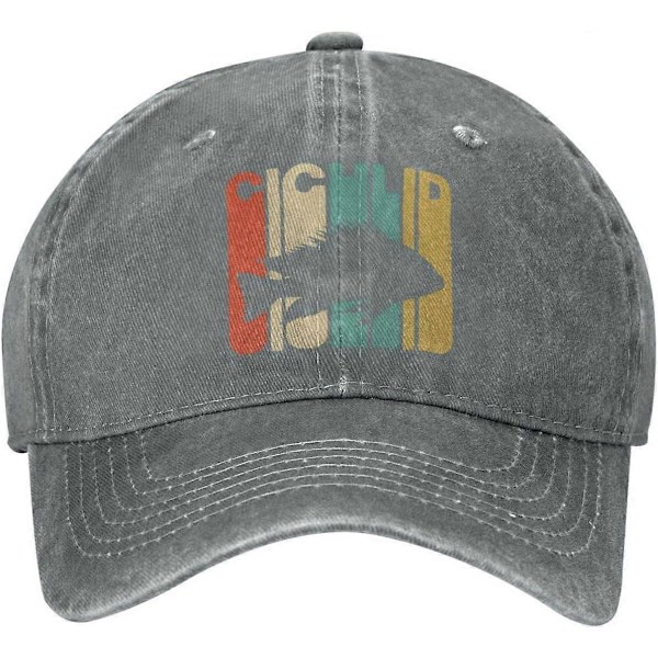 Vintage-tyylinen Cichlid-siluetti Unisex Cowboy -hattu Baseball-lippikset Säädettävä Urheilu Golf Denim Casquette Lippis Tyyli 1218
