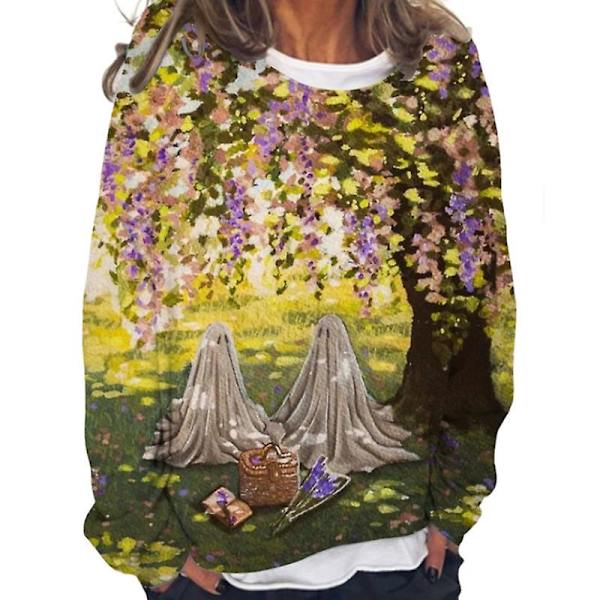 Ghost Sweatshirt Kvinner Halloween gresskarskjorter Morsom nyhet Grafiske T-skjorter Langermede høstskjorter style 5 4XL