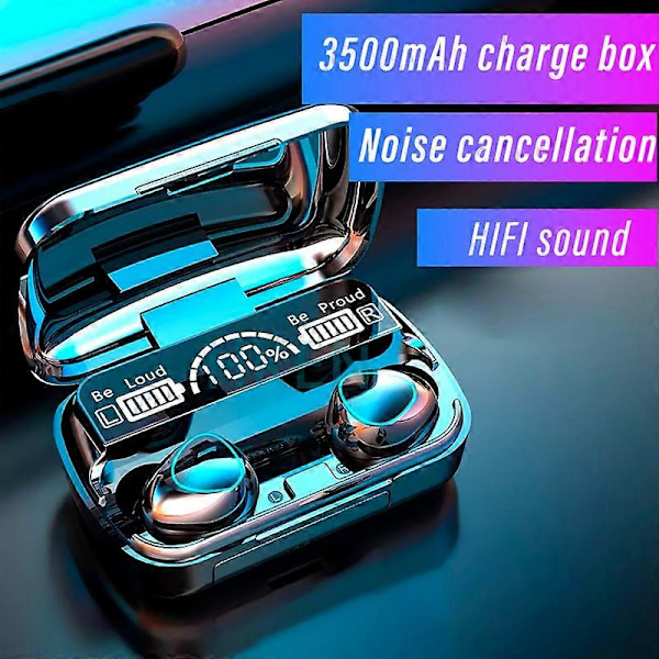 3500mAh Trådløse Øretelefoner Bluetooth V5.0 TWS Trådløse Hovedtelefoner LED Display Med Power Bank Headset Med Mikrofon