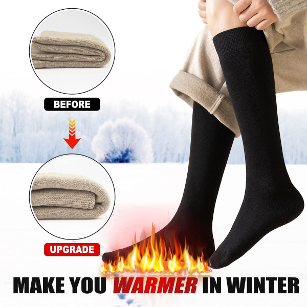 5 par varme knehøye sokker for kvinner - termiske bomullssokker