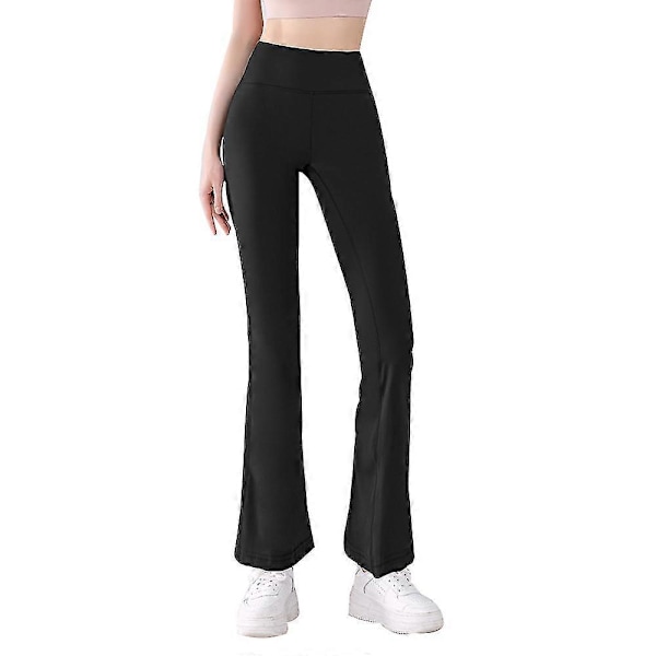 Flare yogabukser til kvinder - bløde bootcut leggings til komfortabel træning, Mblack