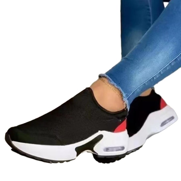 Damemode Casual Sneakers med tyk sål Sports Gym Løbesko Black 40