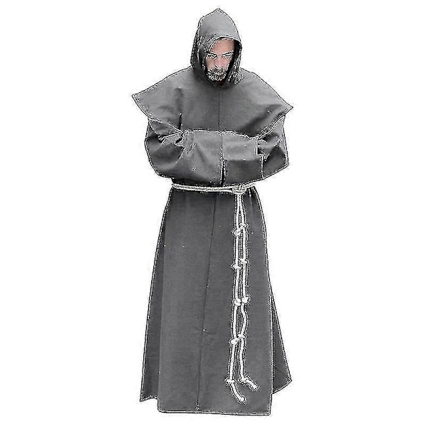 S-5XL Renessanssin Munkki Pappi Habit Scapular Fransiskaani Asun Asun Uskollinen Pyhimys Mekko Takki Miehet Pappi Huppu Huppu Halloween Asun