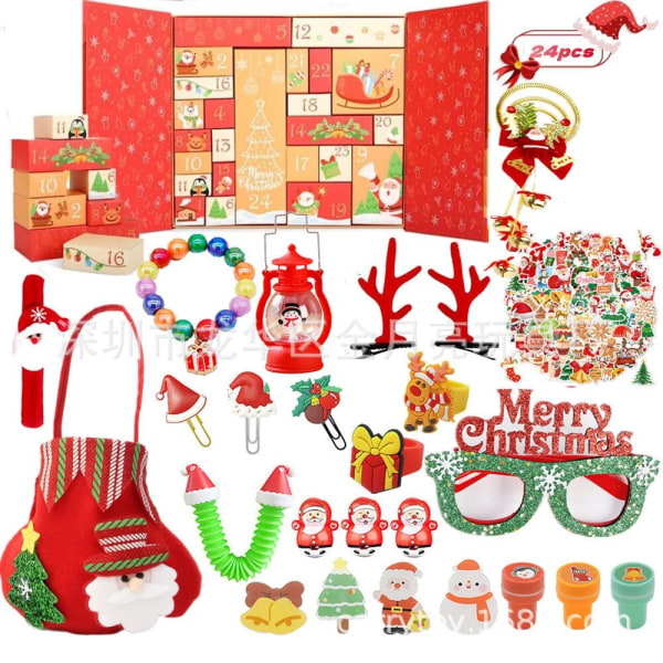 Jule-adventskalender 24 Nedtællingskalender Juleblindæske Unicorn Is og sne smykker Juleferie gavelegetøj til piger Xmas Gift 11