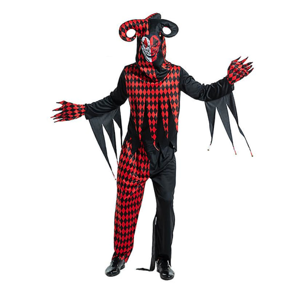 Halloween Cosplay Anime Klovnekostyme For Menn Kvinner Circus Jester Dress Up Klær 2023 Voksen Jumpsuit Sceneforestilling L