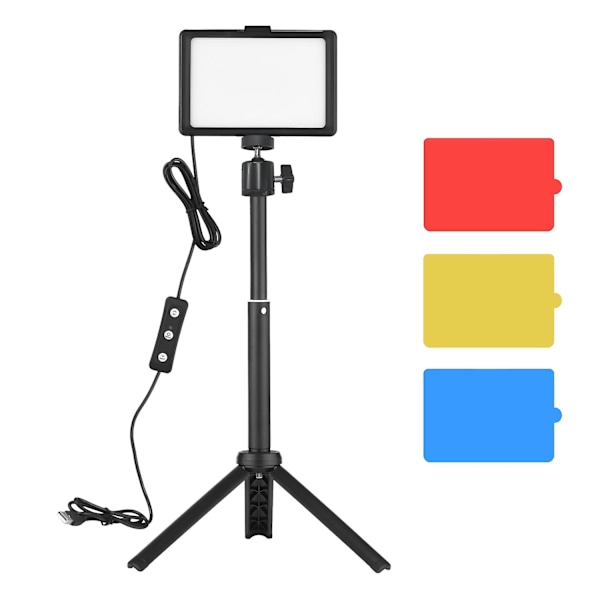 Andoer USB Videoneuvotteluvalaisinsarja, jossa 1 * LED-videovalo 5600K himmennettävä + 1 * Pöytäteline