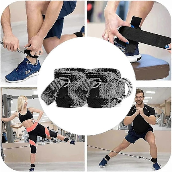 Pakke med 2 fotstropper for kabeltrekk, treningsankelstropper, justerbare polstrede fotløkker, ankelstropper for kabelmaskiner