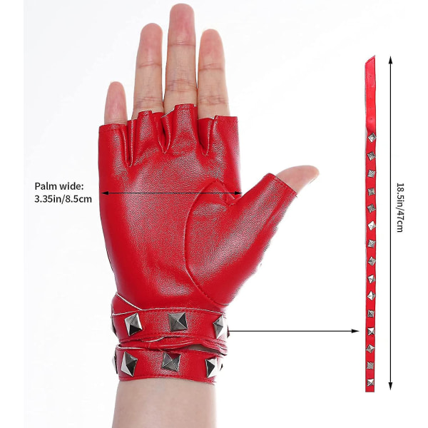 Naisten punk-niitit Half Finger Pu Nahka Performance Costume Fingerless Gloves