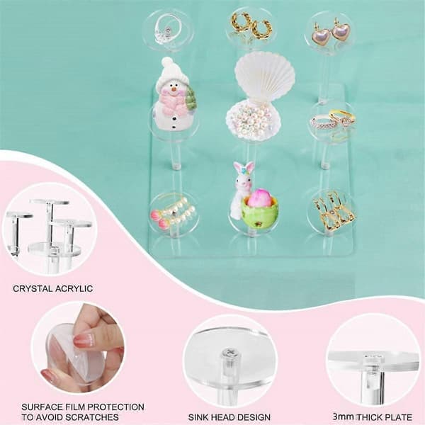 9 kolonner akryl julepynt display stand til cupcakes, smykker, kosmetik display stand