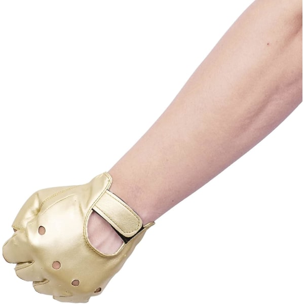 Män Pu Läderhandskar Steampunk Gothic Half Finger Krok-loop vantar