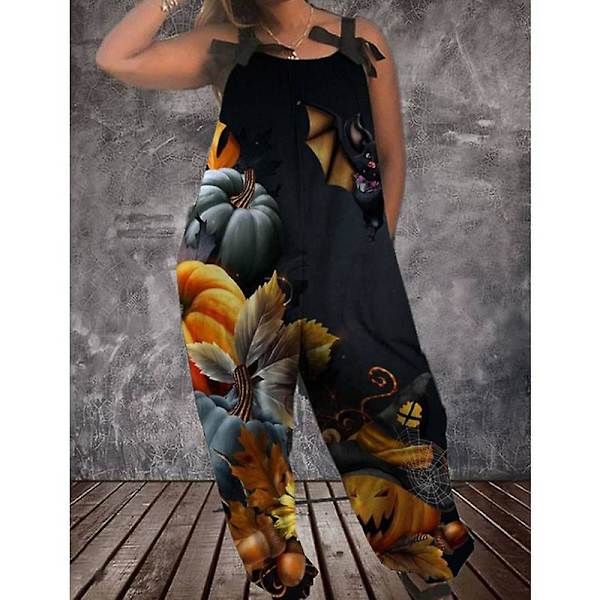 Halloween Bat Pumpkin Ghost Cute Print Dame Jumpsuits Rompers Overalls One Piece Linen Casual Jumpsuits til kvinder style 5 XL