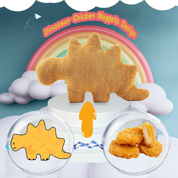 Dino Nugget Pute, Søt Dino Nugget Decor, Chicken Nugget Pute Plysj til påske Bursdagspynt, gave til barn Stegosaurus