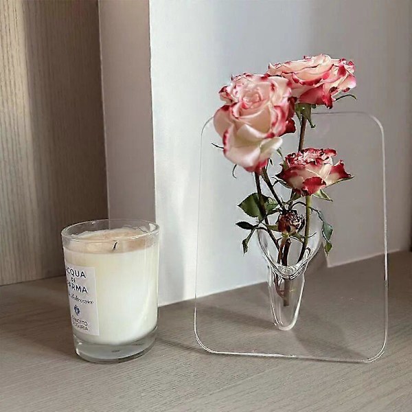 Klar Fotoram Blomvas, Transparent Bildram Vas, Elegant Dekorativ Blomvas med Klar Design, Idealisk för Heminredning