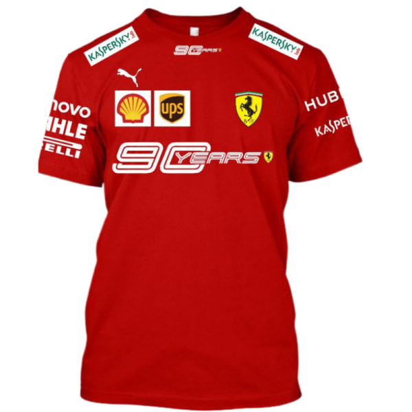 Ny F1 Ferrari racing dräkt team version casual rund halsad kortärmad topp red L