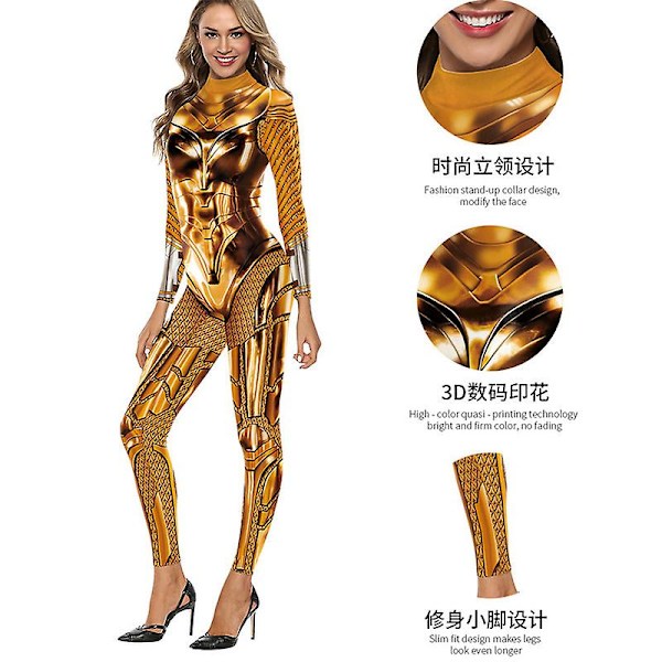 Naisten Halloween-asu 3D mekaaninen print Cosplay-haalari Romper Catsuit COLOR 1 M