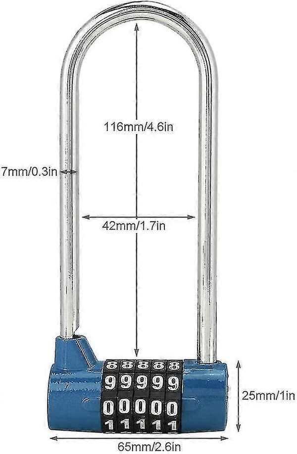 Sink Alloy U-formet sikkerhetskodelås med U-formet kombinasjonshengelås (blå)