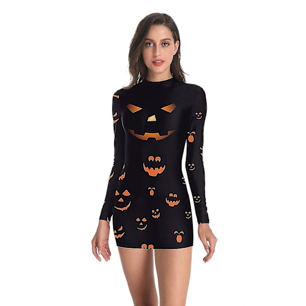 Dam Halloween Party Skräckdräkter Bloody Nurse Zombie Dress Cosplay Sexig Dam Rundhalsad Långärmad Pack Hip Klänning Size D XL