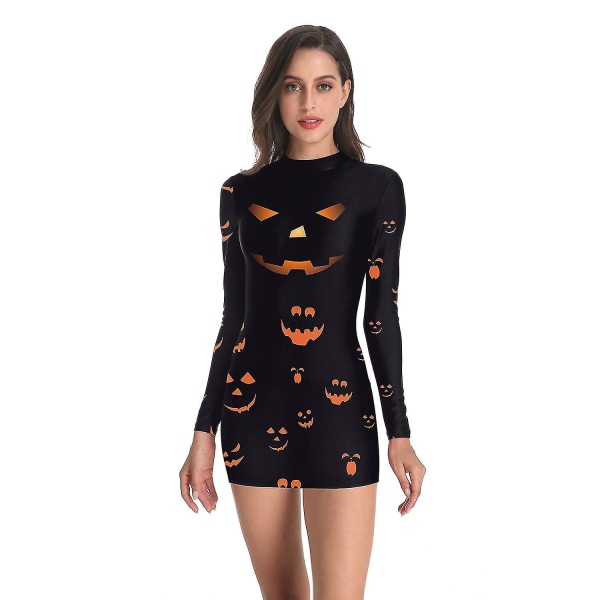 Dame Halloween Party Skrekk Kostymer Bloody Nurse Zombie Dress Cosplay Sexy Dame Rund Hals Langermet Pakke Hip Kjole Size D L