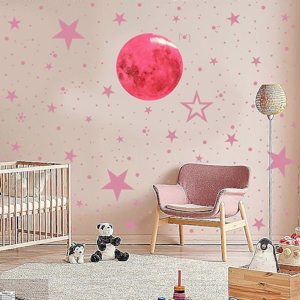 Självlysande Stickers (rosaaktiga), 435 Delar Självlysande Stjärnstickers, Fluorescerande Måne Självlysande Stjärnstickers, För Baby Barnrum Och Barnkammare