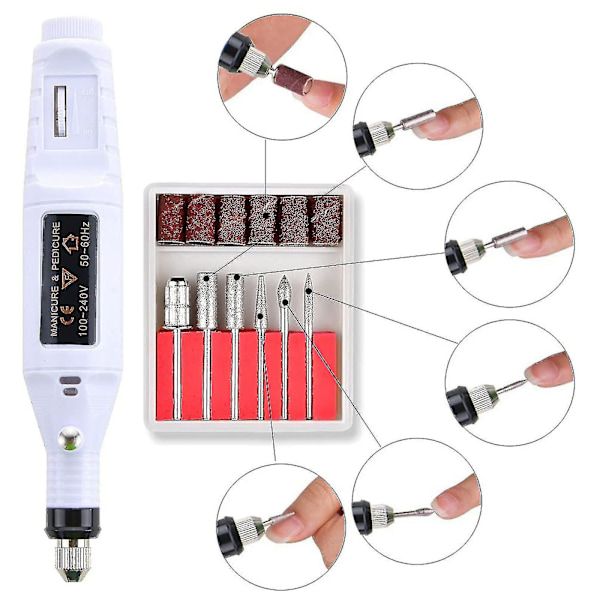 Nagelfräsmaskin för Tjocka Tånaglar Set Manikyr och Pedikyr Professionell Ny A