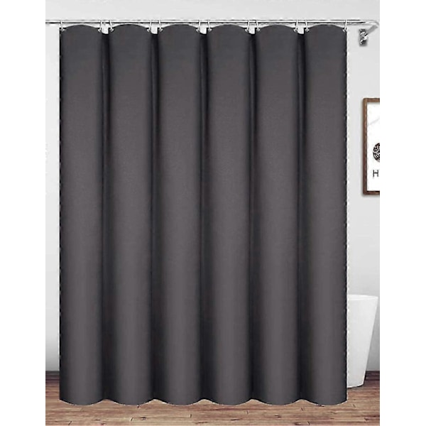 241 x 198 cm Bruseforhæng, Vandtæt Polyester Badeværelsesforhæng Med Kroge, Mørkegrå
