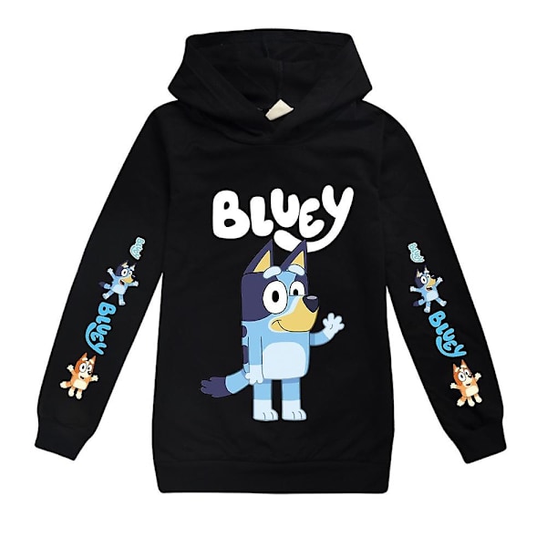 Barn Tenåringer Gutter Jenter Bingo Bluey Casual Hettegenser Genser Hettegenser Black 9-10Years