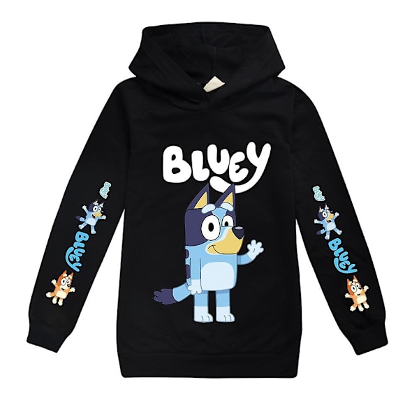 Barn Tenåringer Gutter Jenter Bingo Bluey Casual Hettegenser Genser Hettegenser Gaver Black 11-12Years