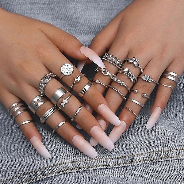 25 stk. Perle Mikro-indlagt Diamant Hulmønster Ring Geometrisk Gotisk Ring