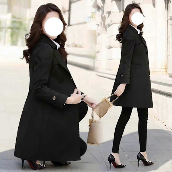 Kvinners Enkeltbryst Trenchcoat Oversized Langærmet Frakk Med Lomme Gave Til Jul Bursdag Nyttår