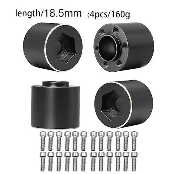 4 stk. Messingvekter Hjul Hex Hub Utvid Adapter for 1/10 RC Crawler 1.9 2.2 Tommers Hjul Felg Axial SCX1