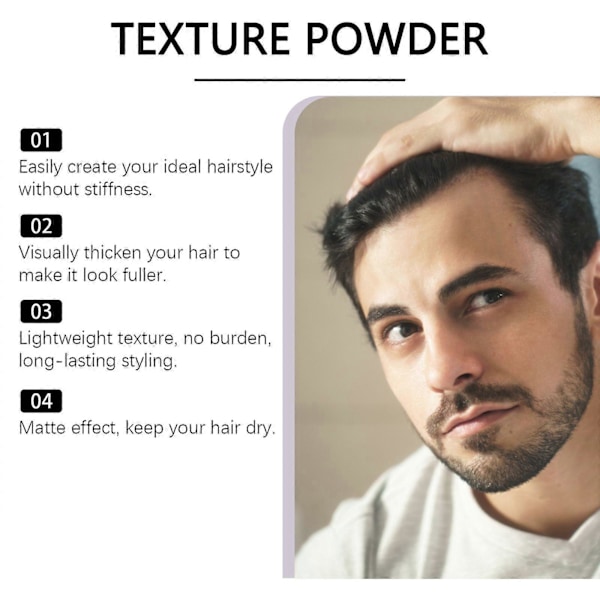 Hårstyling Puder til Mænd & Kvinder, Teksturerende og Volumengivende Styling Puder, Tilføjer Øjeblikkeligt Tekstur & Volumen, Mat Finish, Stærkt Hold