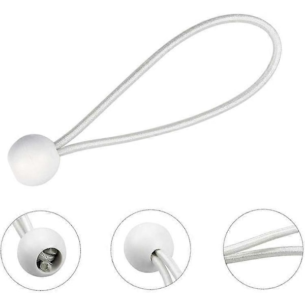 30 stycken elastiska gummiband, för banderoller, presenningar, tält, gardiner, förlängningar, presenningsstöd (vit - 150mm).