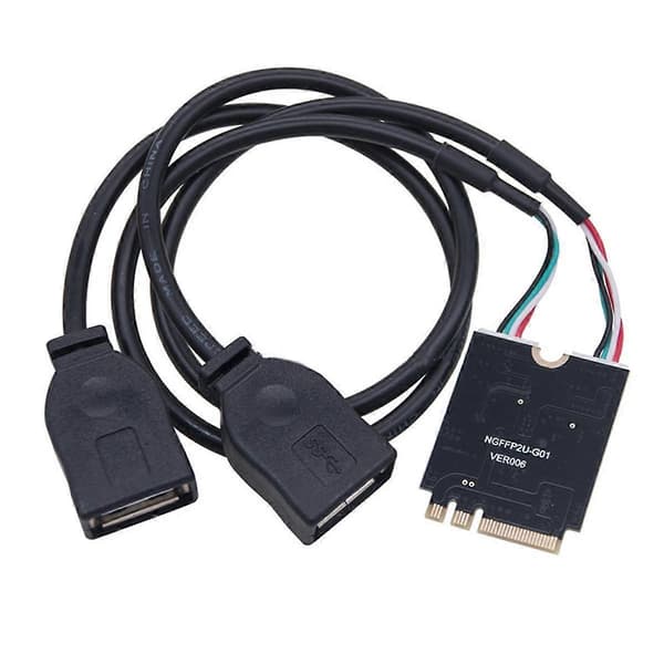 M.2 til USB Riser-kort 480 Mbps M.2 KEY A+E til dobbelt USB2.0-utvidelseskort med riser-kabel for W