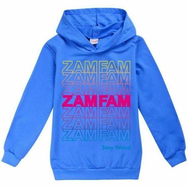 Zamfam Print -huppari Lasten casual pitkähihainen hupullinen villapaita poikien tyttöjen casual topit Dark Blue 9-10Years