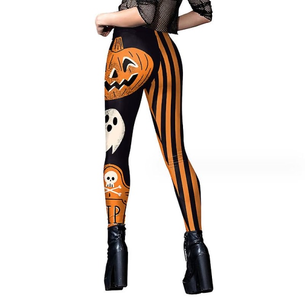 Halloween Crossover Leggings for kvinner med høy midje, myk trykt tights style 1 L