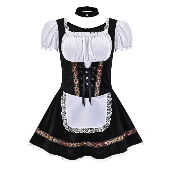 Rask levering 2023 Beste Oktoberfest-kostyme for kvinner Tysk bayersk Dirndl Ølpike Fancy Dress S - 4xl Black  White 4XL