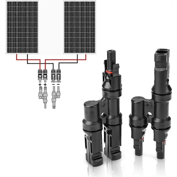 2 par solcelleforbindelsesstik Y-stik i par MMF + FFM parallelforbindelse mellem solpaneler