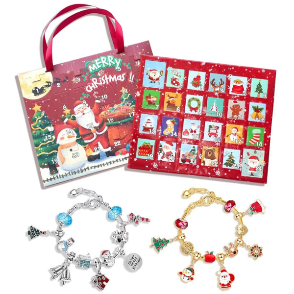 Mode Jul Adventskalender Xmas Blind Box Charm DIY Armband Making Set Handheld 24 Countdown Calendar DIY Smycken Present style 16