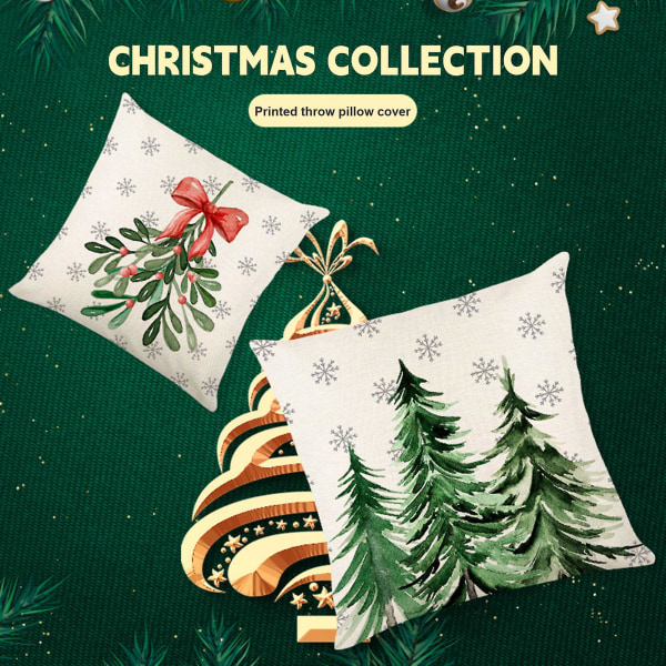 4 stk julesengetøy trykt putetrekk Klassiske mønstre Firkantede putetrekk for hjemme soverom studierom