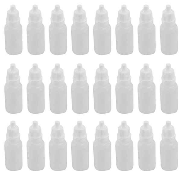 100 st 15 ml Klämbara Droppflaskor Ögonvätska Droppare Återfyllningsbar