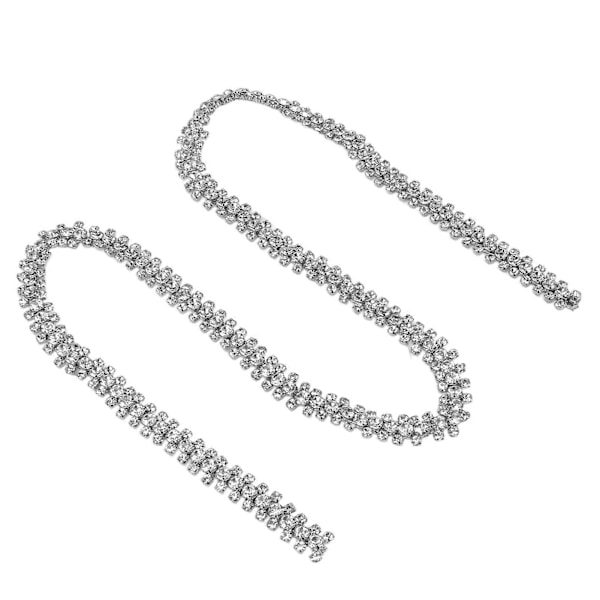 1 Yard Rhinestone Kjedebånd - 3 Rader Rund Glitrende Hvit for DIY Smykker Bryllupsdekor