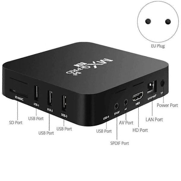Kompatibel med Android TV-boks, 4K HDR Streaming Player, 4GB Ram 32GB Rom Allwinner H3 -core TV-boks