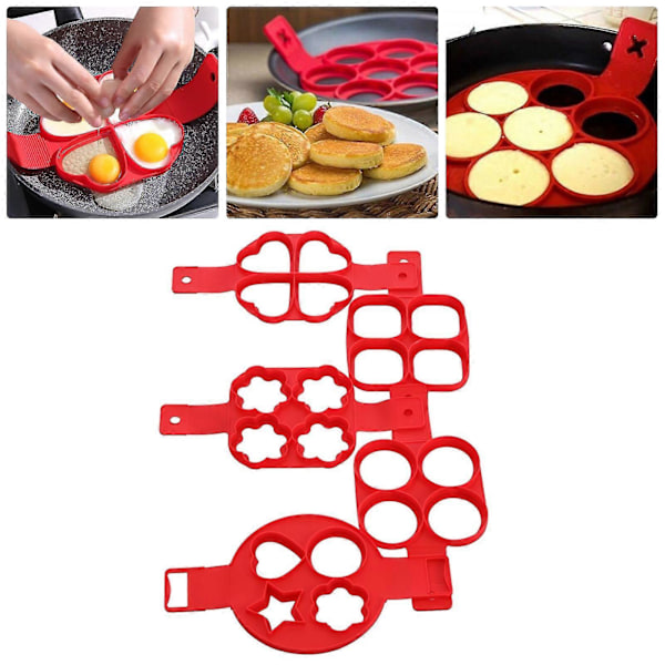 Pancake Form Maker 4 Huller Non-stick Silikone Hjerte Pentagram Formet Æggering Bage Tilbehør Kaesi