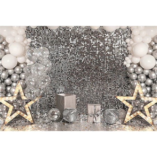 7x5ft Glitter Sølv Disco Party Bakgrunn Kvinner Bursdag Resepsjon Fotografering Bakgrunn Kakebord Dekor Bakgrunn Voksen Barn Portrett Bakgrunn