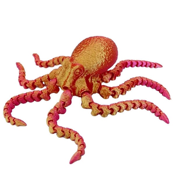 3D-printet blæksprutte ornament dukkelegetøj til børn, strålende rød