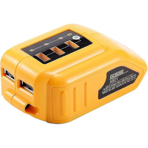Dcb090 USB-adapter Ersättning för alla Dewalt 10.8V/14.4V/18V Li-ion Batterier USB-laddare Ströminsats för Dewalt XR Max Dcb200 Dcb201 Dcb180 Dcb120