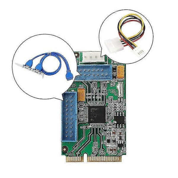 PCI-E til USB3.0 Udvidelseskort 2 USB 3.0 Porte med Intern 19-Pin Konnektor Strøm til Desktop PC, Uden Kabler