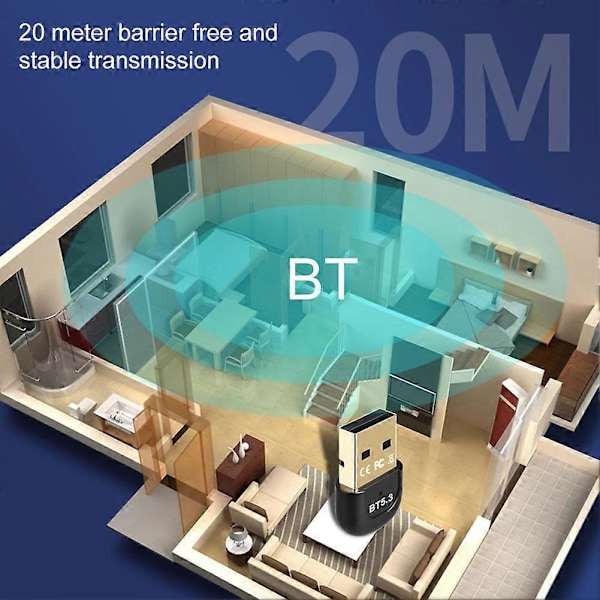 Bluetooth Adapter USB Trådløs Adapter 3Mbps Adapter Dongle Bluetooth Mottaker Bluetooth-Kompatibel 5.3 For Trådløs Mus PC