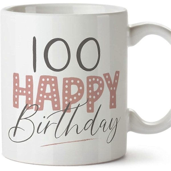 100 års fødselsdagskrus Tillykke med fødselsdagen! Pink Sjov Jubilæumsgave 330 ml